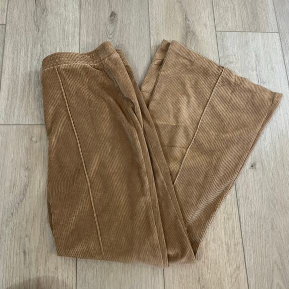 Aerie Women’s Dark Tan Groove on Velour Ribbed Flare Pant Sz L - Picture 5 of 11